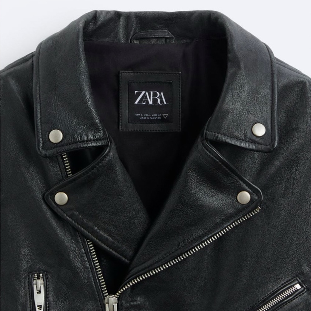 NWT Zara Black Moto Leather Jacket -Size Men’s M